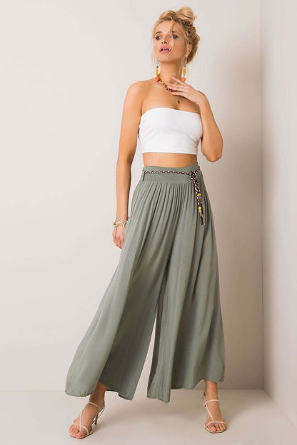 Tie Belt Wide Leg High-Waisted Pants