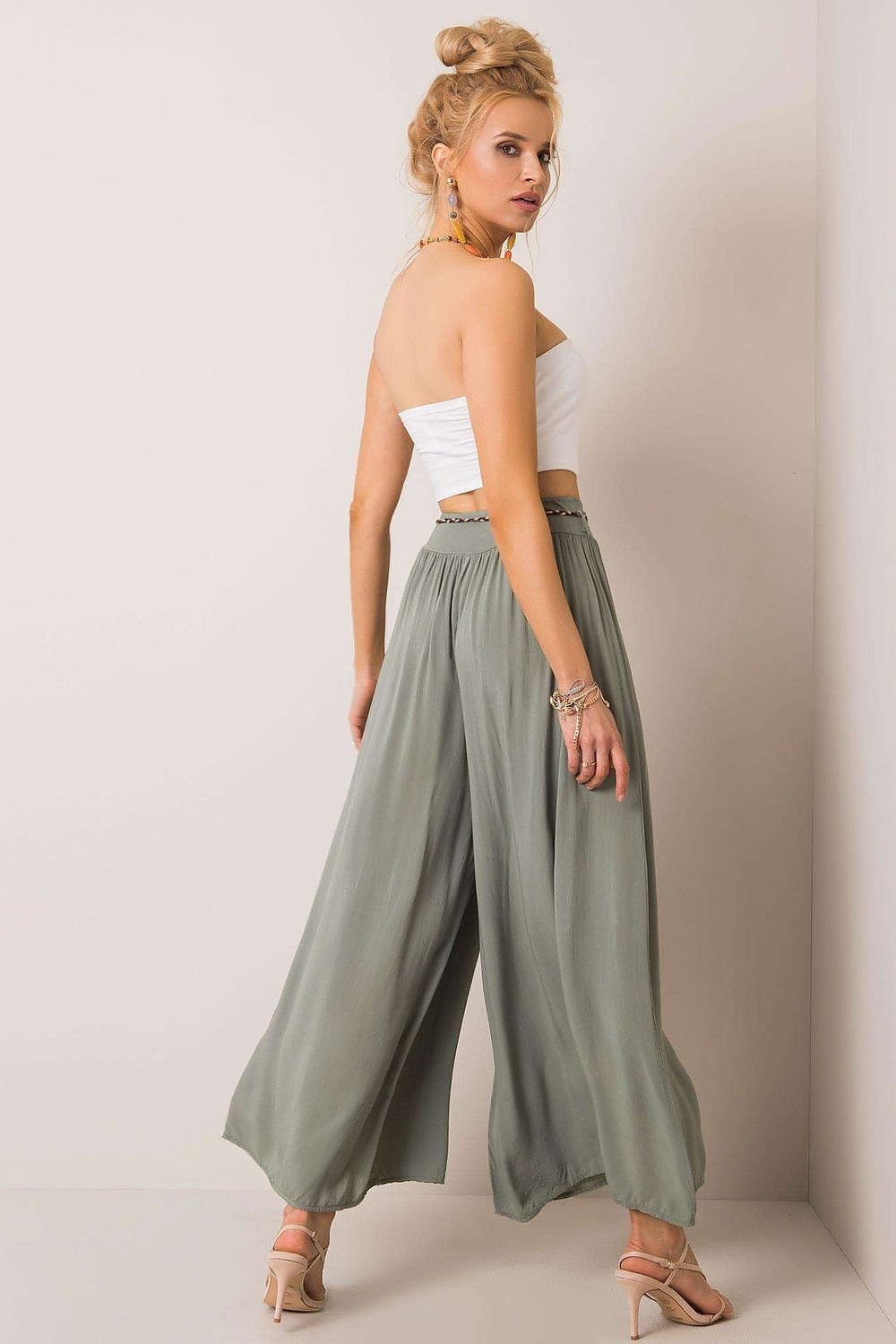 Tie Belt Wide Leg High-Waisted Pants