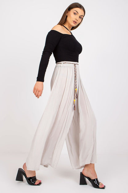 Tie Belt Wide Leg High-Waisted Pants