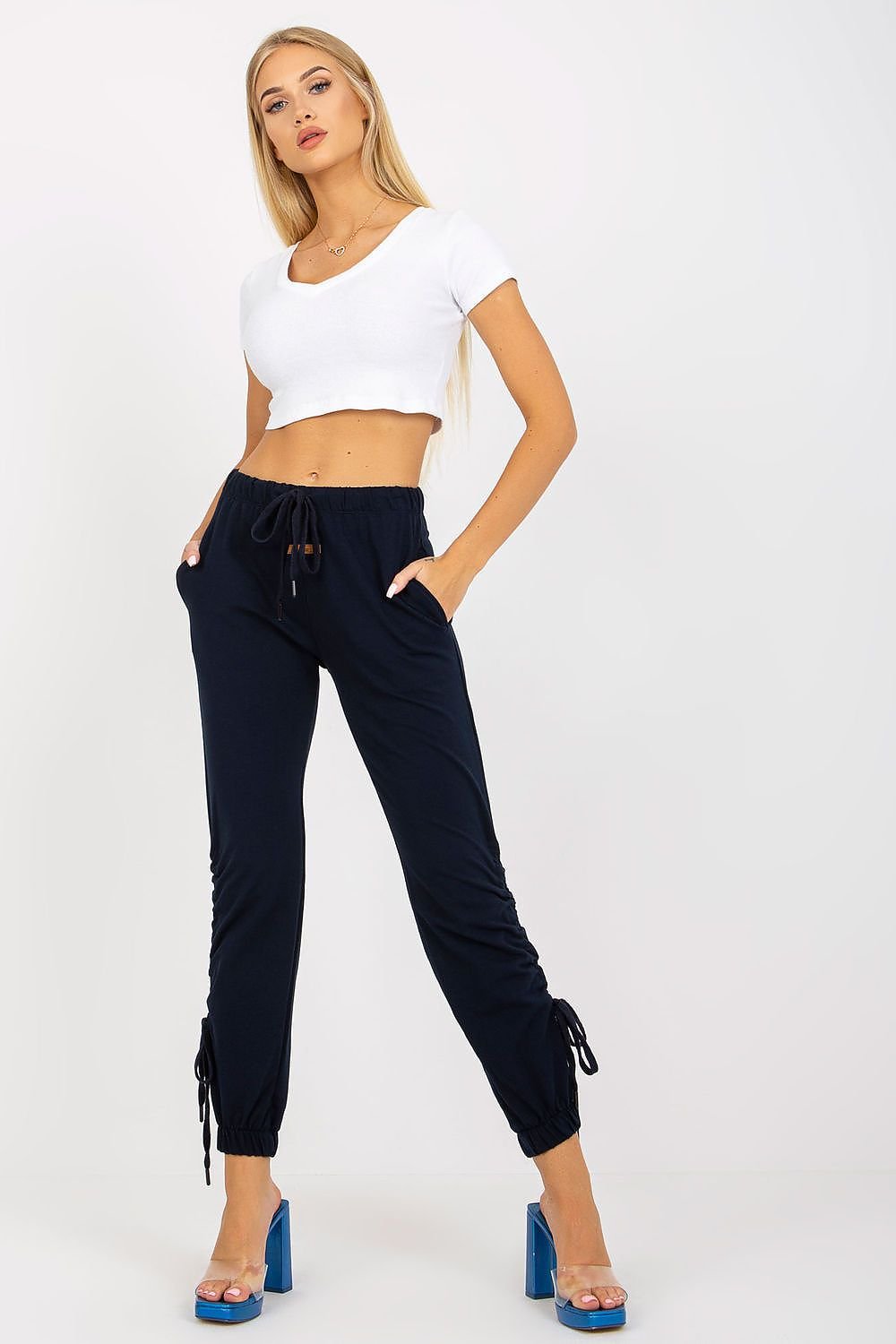 High Rise Tie Waist Sweatpants with Welts