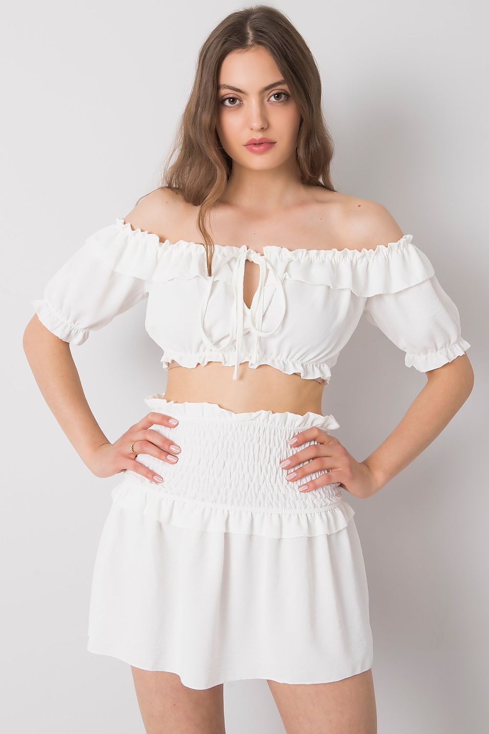 Open Shoulder Cropped Blouse