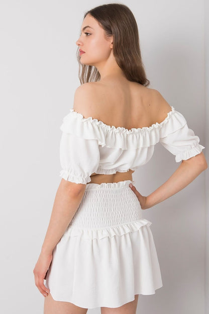 Open Shoulder Cropped Blouse