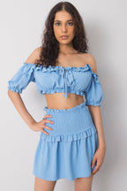 Open Shoulder Cropped Blouse