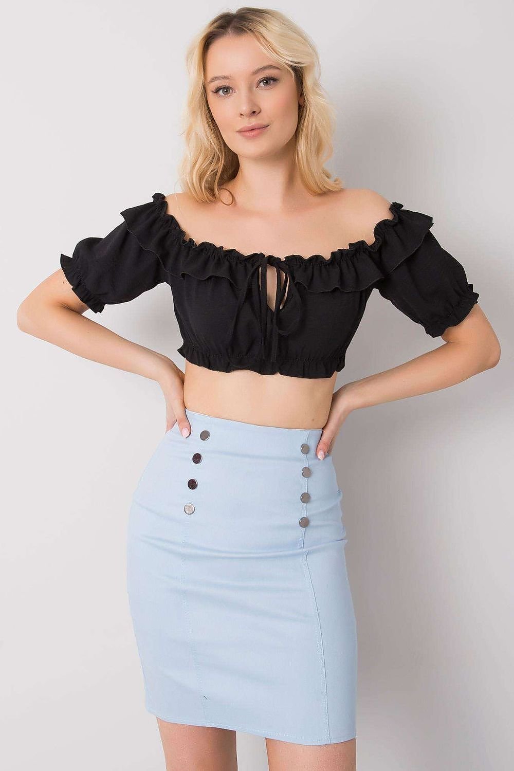 Open Shoulder Cropped Blouse