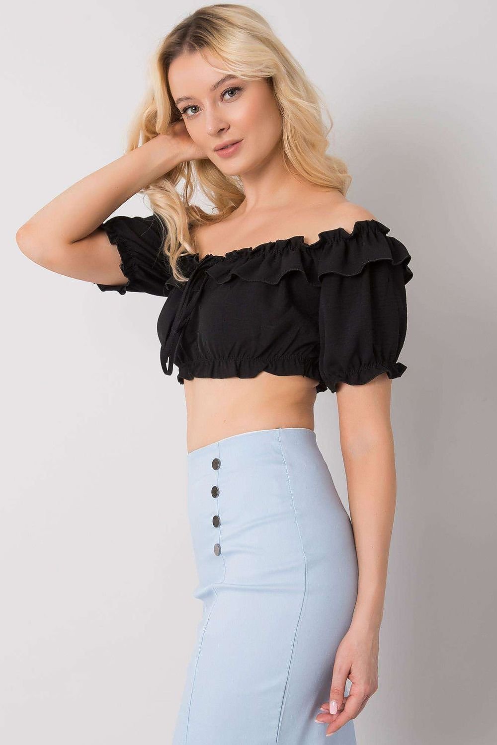 Open Shoulder Cropped Blouse