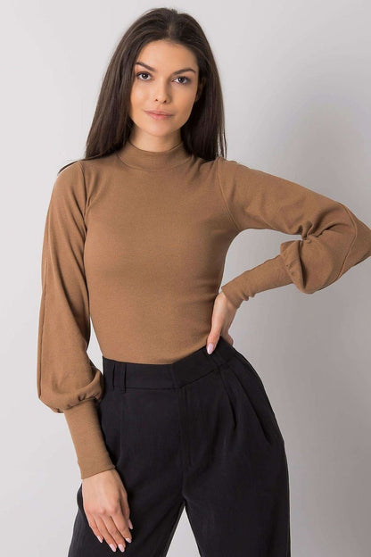 Ribbed Cuffs Long Sleeve Blouse