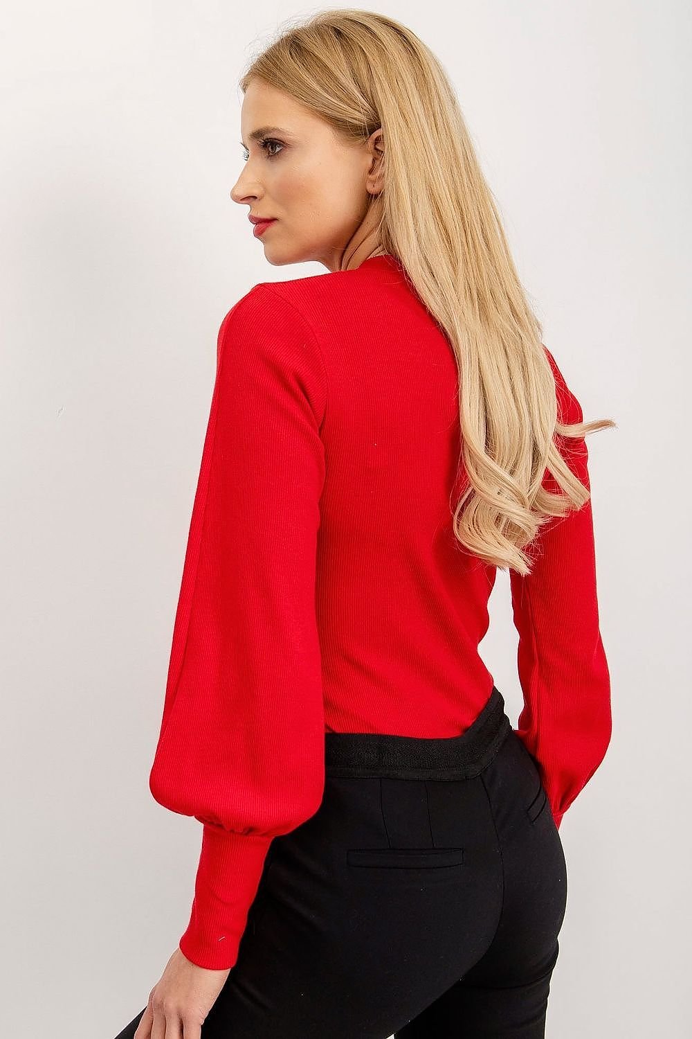 Ribbed Cuffs Long Sleeve Blouse