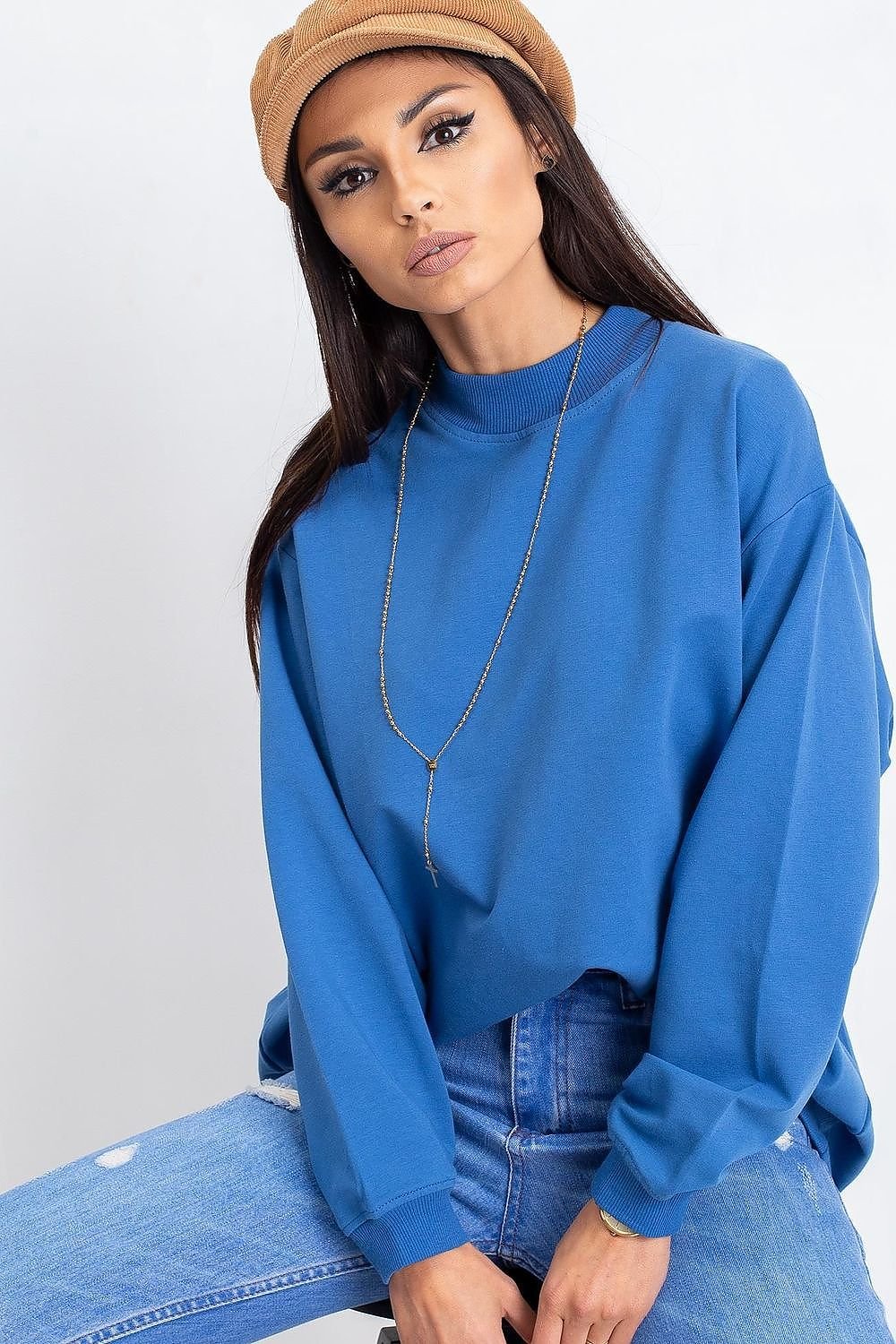 Stand-Up Collar Cotton Sweatshirt