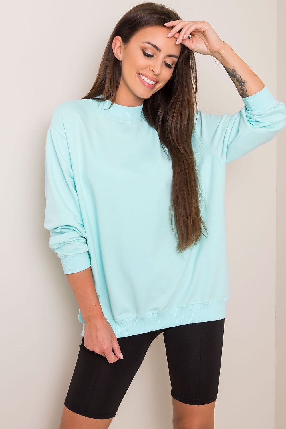 Stand-Up Collar Cotton Sweatshirt