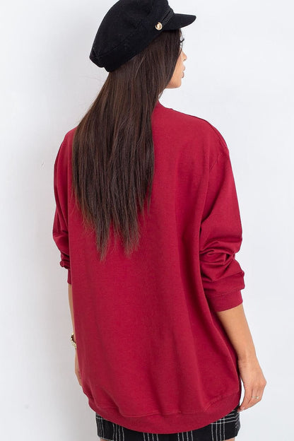 Stand-Up Collar Cotton Sweatshirt