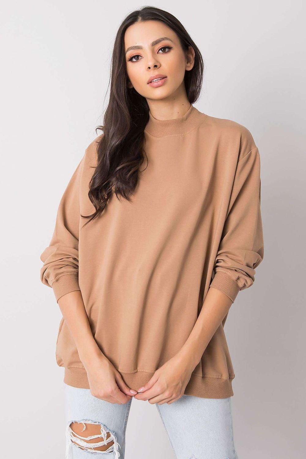 Stand-Up Collar Cotton Sweatshirt