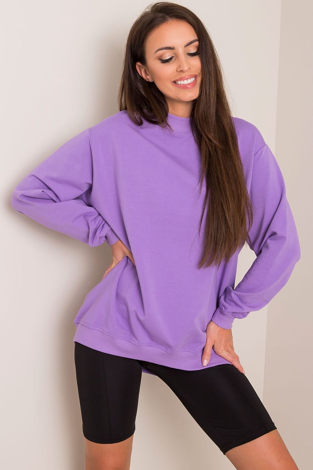 Stand-Up Collar Cotton Sweatshirt