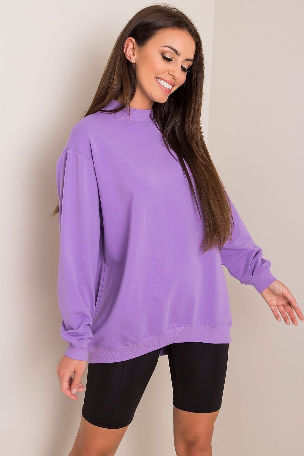 Stand-Up Collar Cotton Sweatshirt