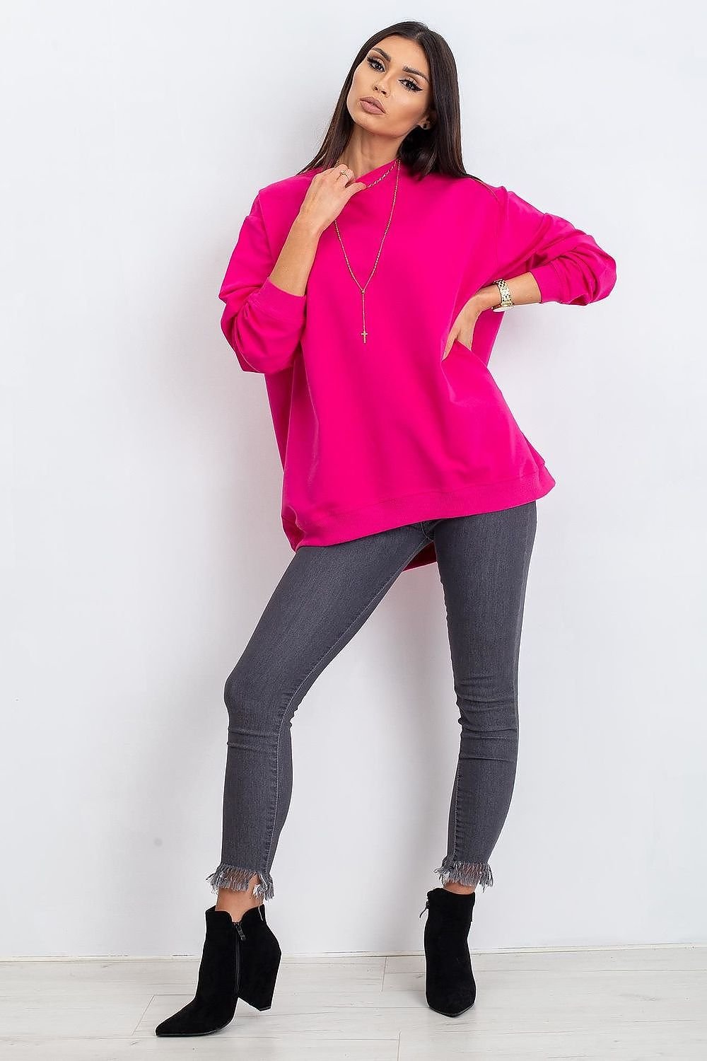 Stand-Up Collar Cotton Sweatshirt