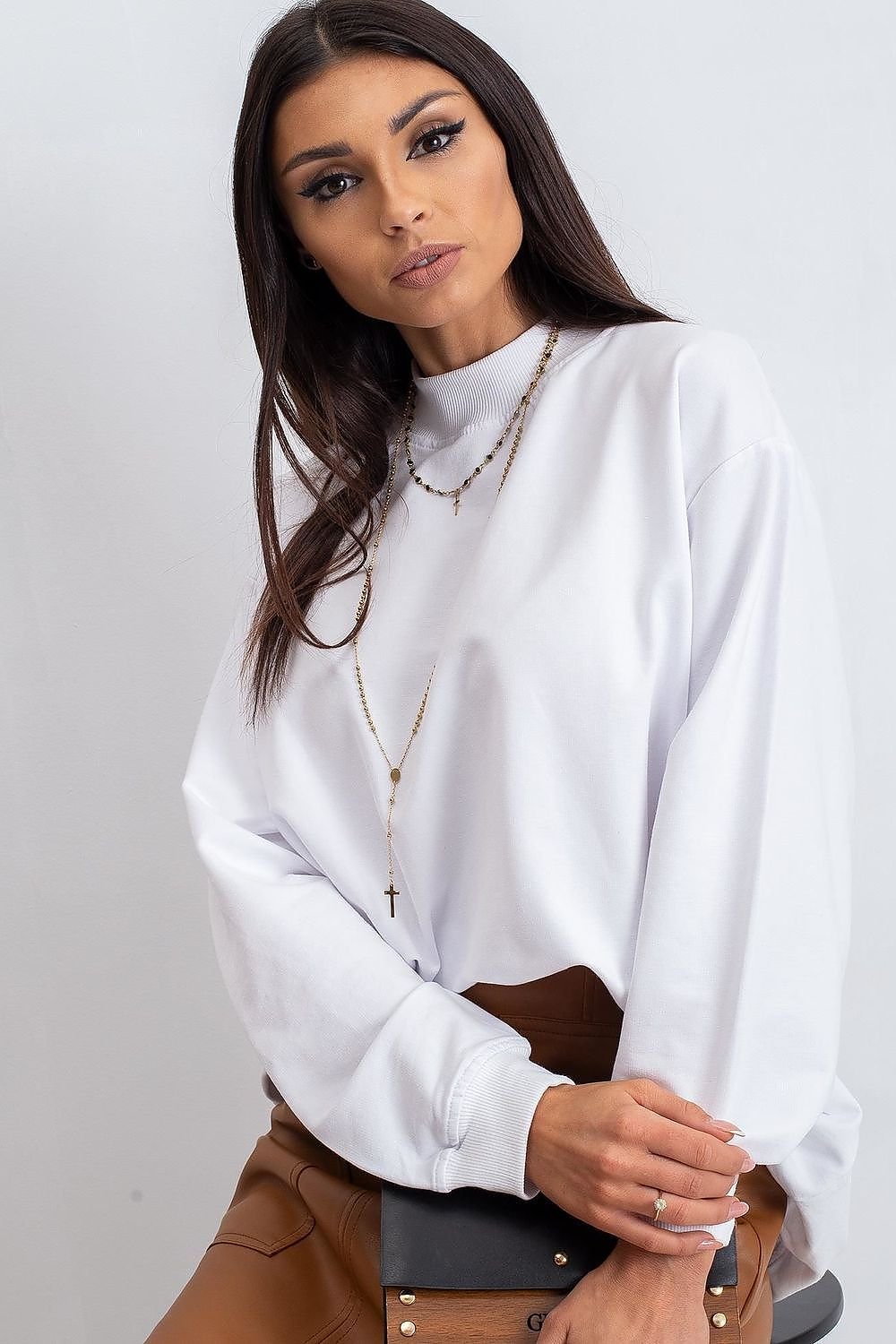 Stand-Up Collar Cotton Sweatshirt