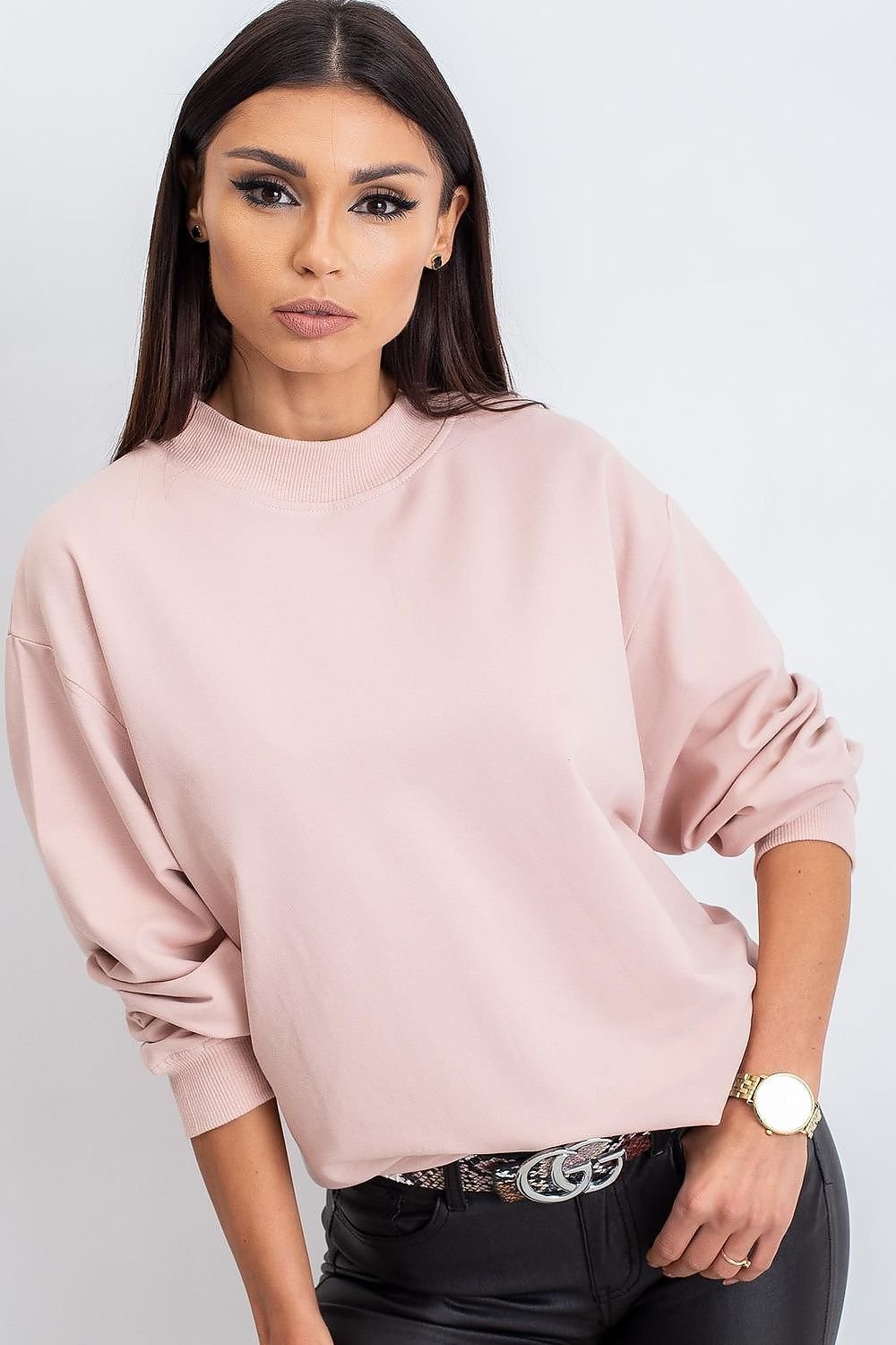 Stand-Up Collar Cotton Sweatshirt