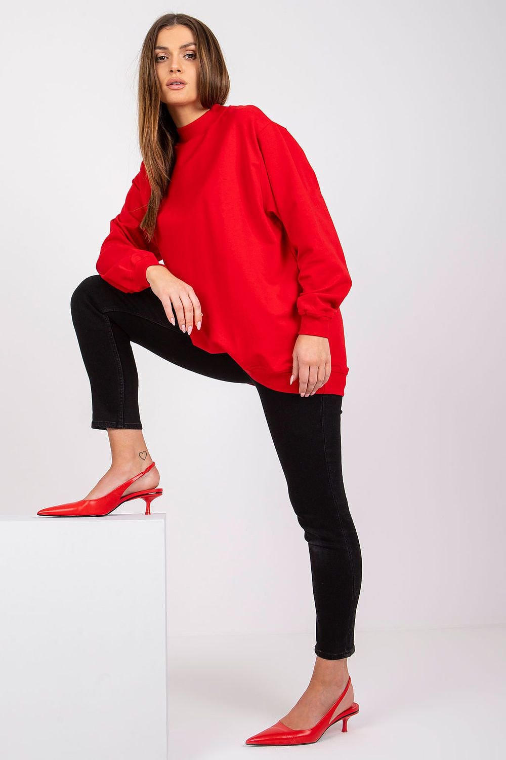 Stand-Up Collar Cotton Sweatshirt