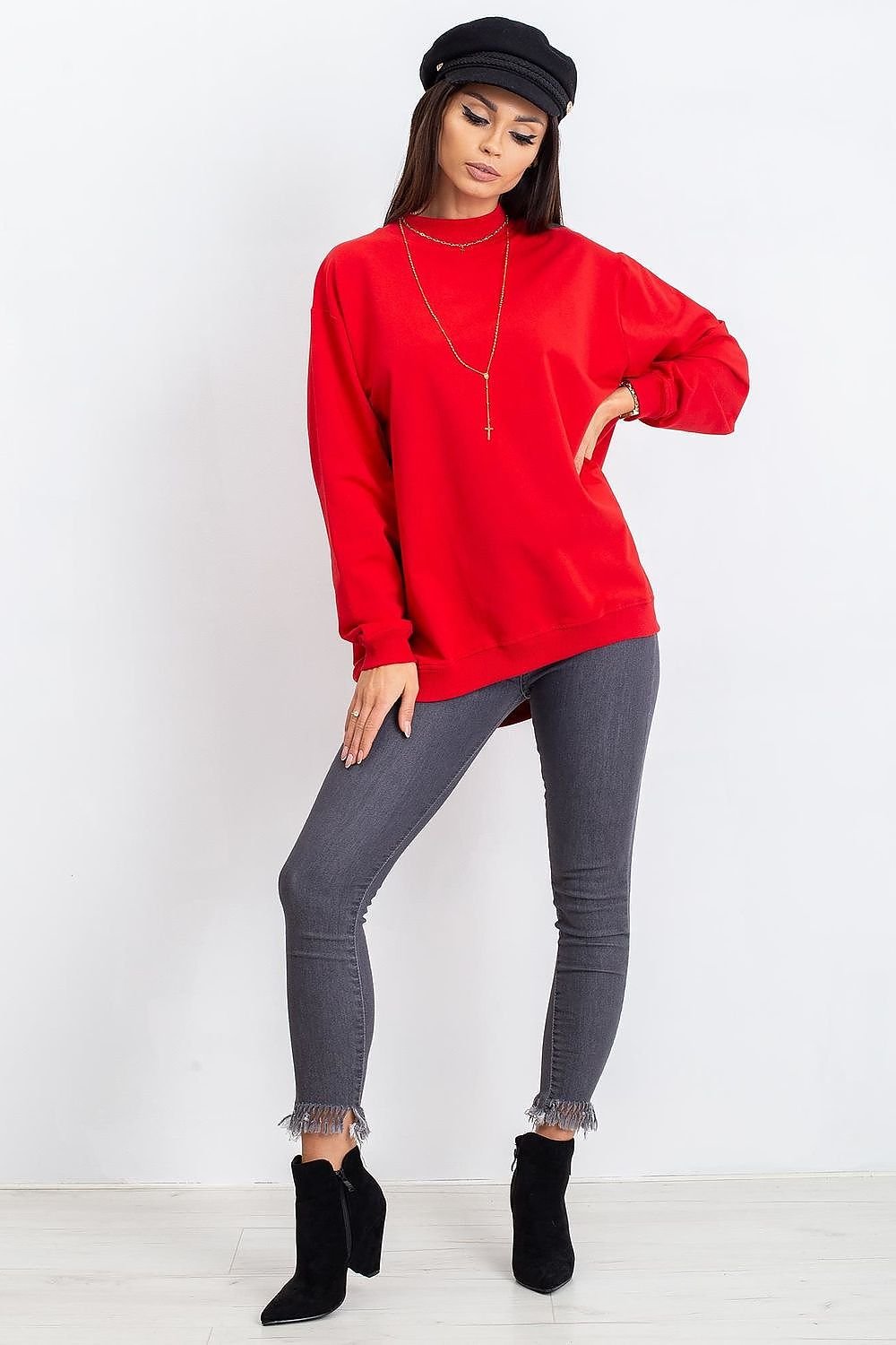 Stand-Up Collar Cotton Sweatshirt