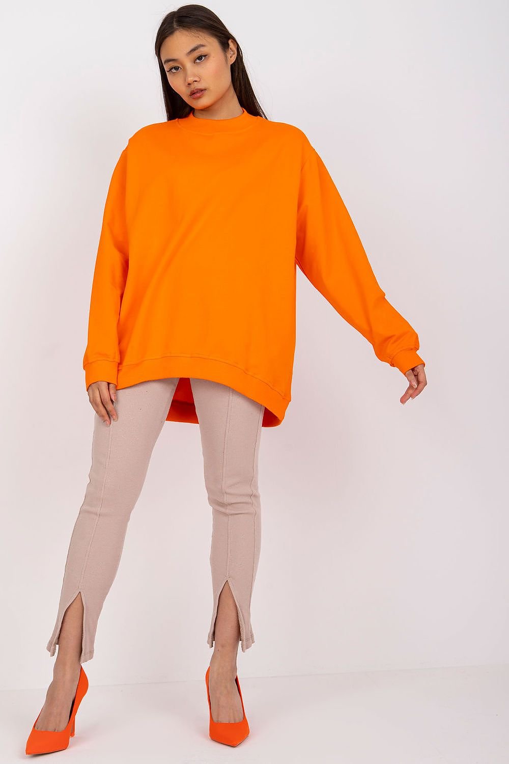 Stand-Up Collar Cotton Sweatshirt