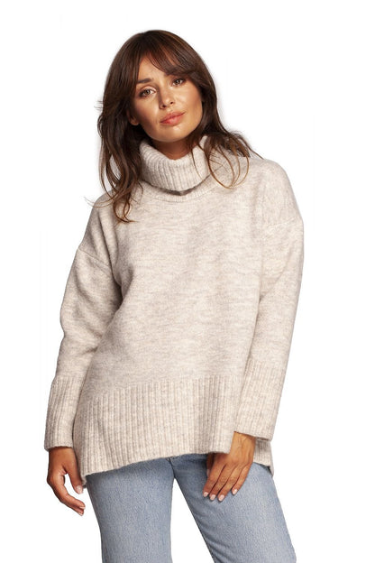 Loose Fit Turtleneck Wool Sweater