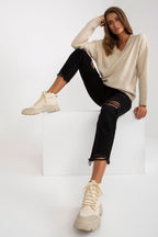 Relaxed Fit V-Neck Jumper