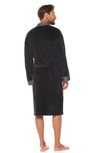 Contrast Black & Grey Velour Bathrobe