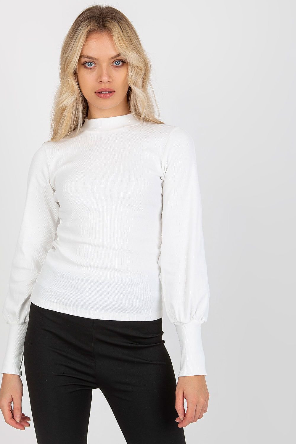 Ribbed Cuffs Long Sleeve Blouse