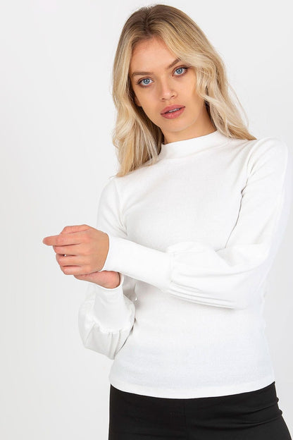 Ribbed Cuffs Long Sleeve Blouse