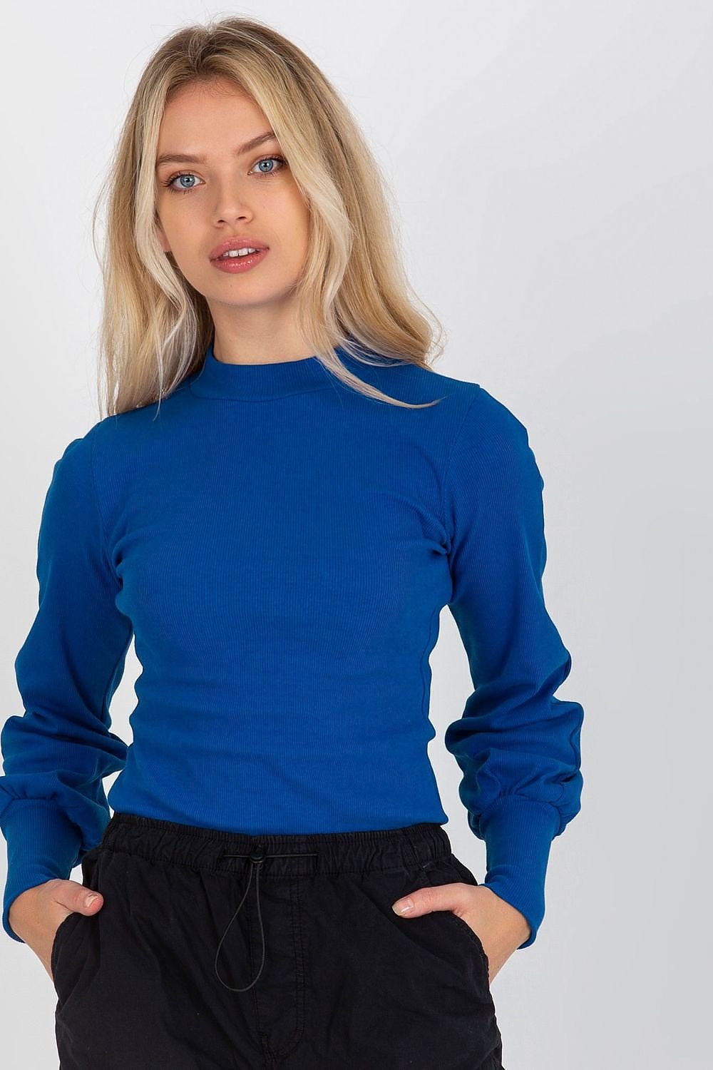 Ribbed Cuffs Long Sleeve Blouse