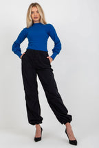 Ribbed Cuffs Long Sleeve Blouse