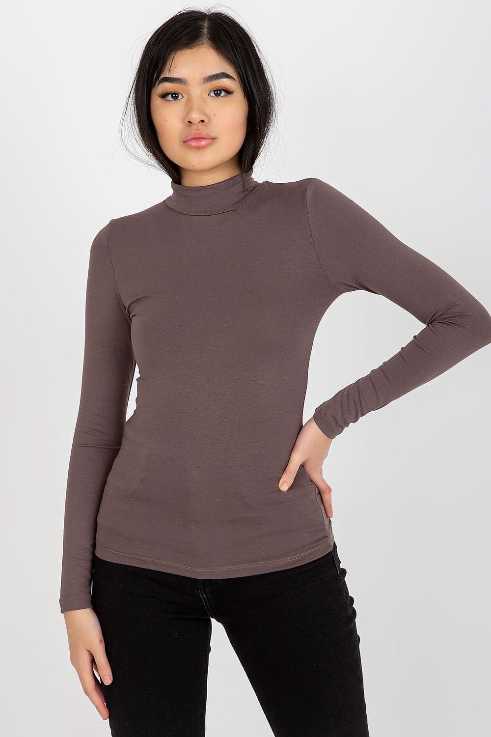 Fitted Turtleneck Long Sleeve Blouse