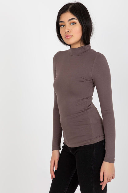 Fitted Turtleneck Long Sleeve Blouse