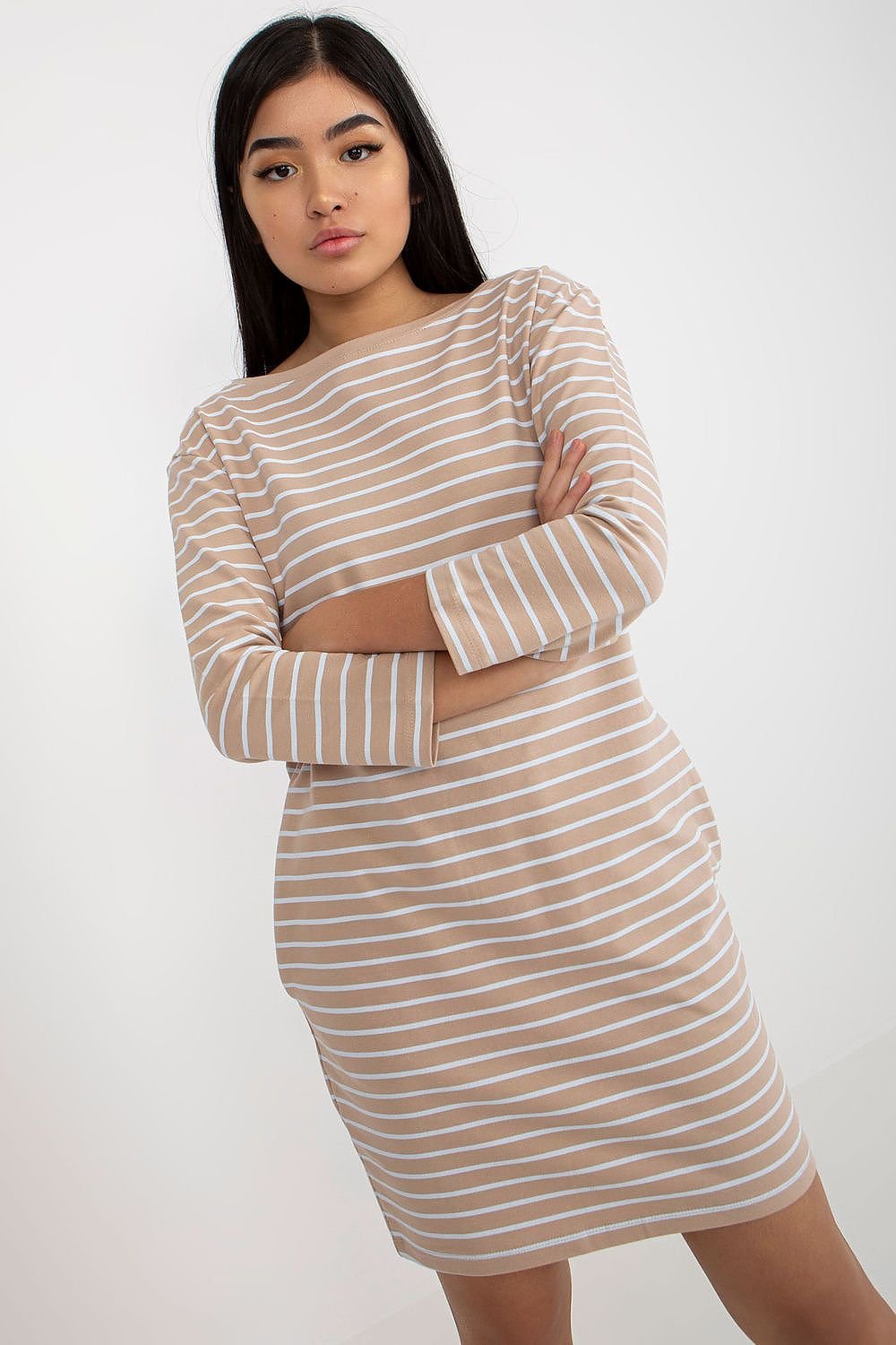 Striped Long Sleeve Midi Dress