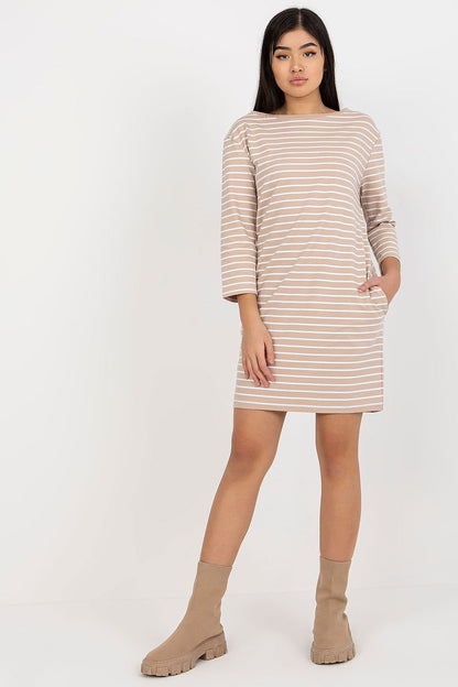 Striped Long Sleeve Midi Dress