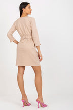 Pocketed V-Neck 3/4 Sleeve Dress