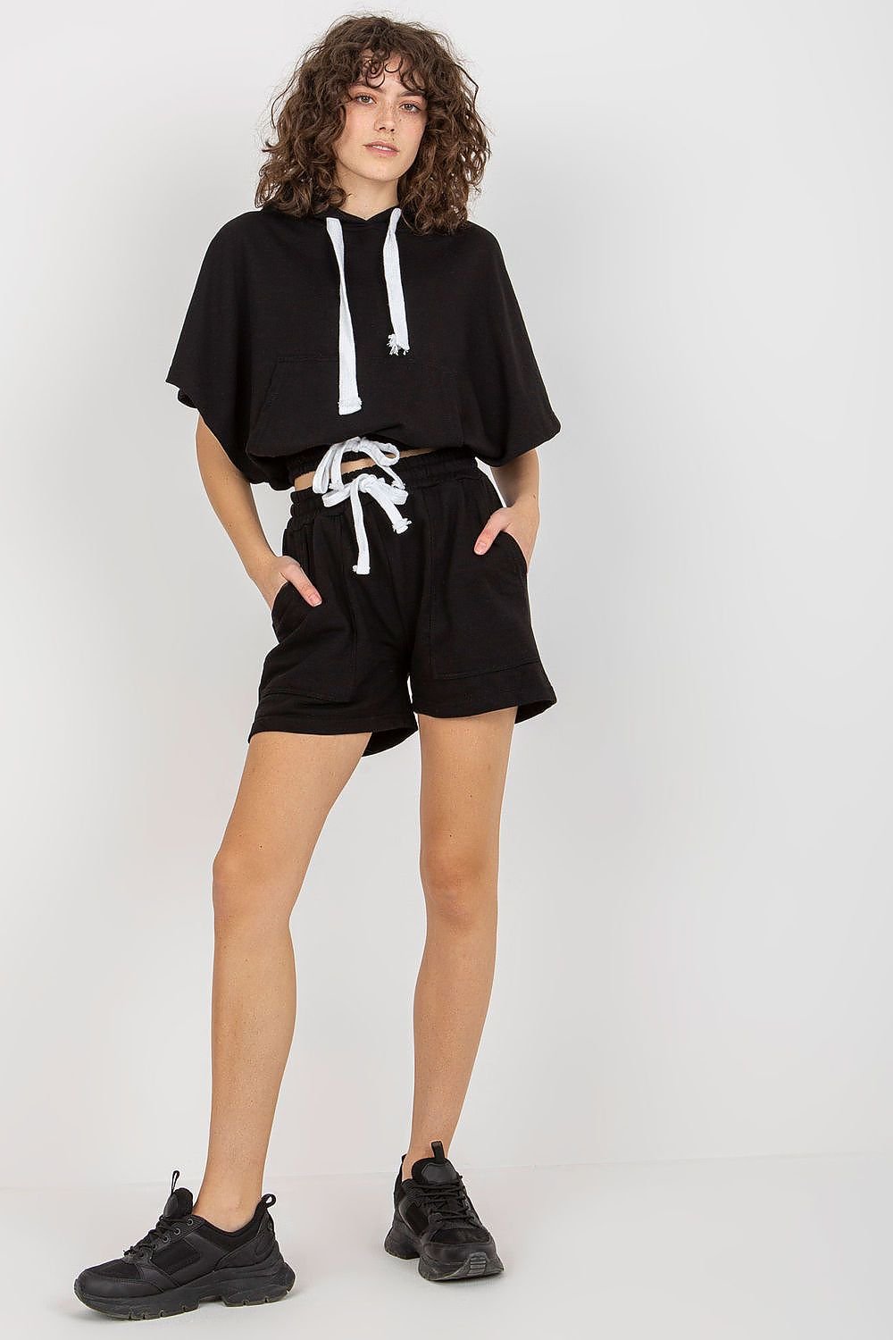 Hooded Blouse & Shorts Set