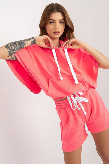 Hooded Blouse & Shorts Set