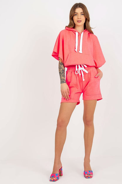 Hooded Blouse & Shorts Set