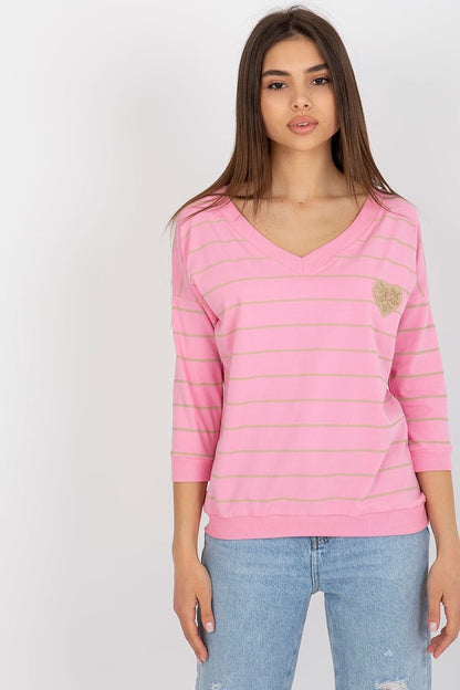 Striped V-Neck 3/4 Sleeve Blouse