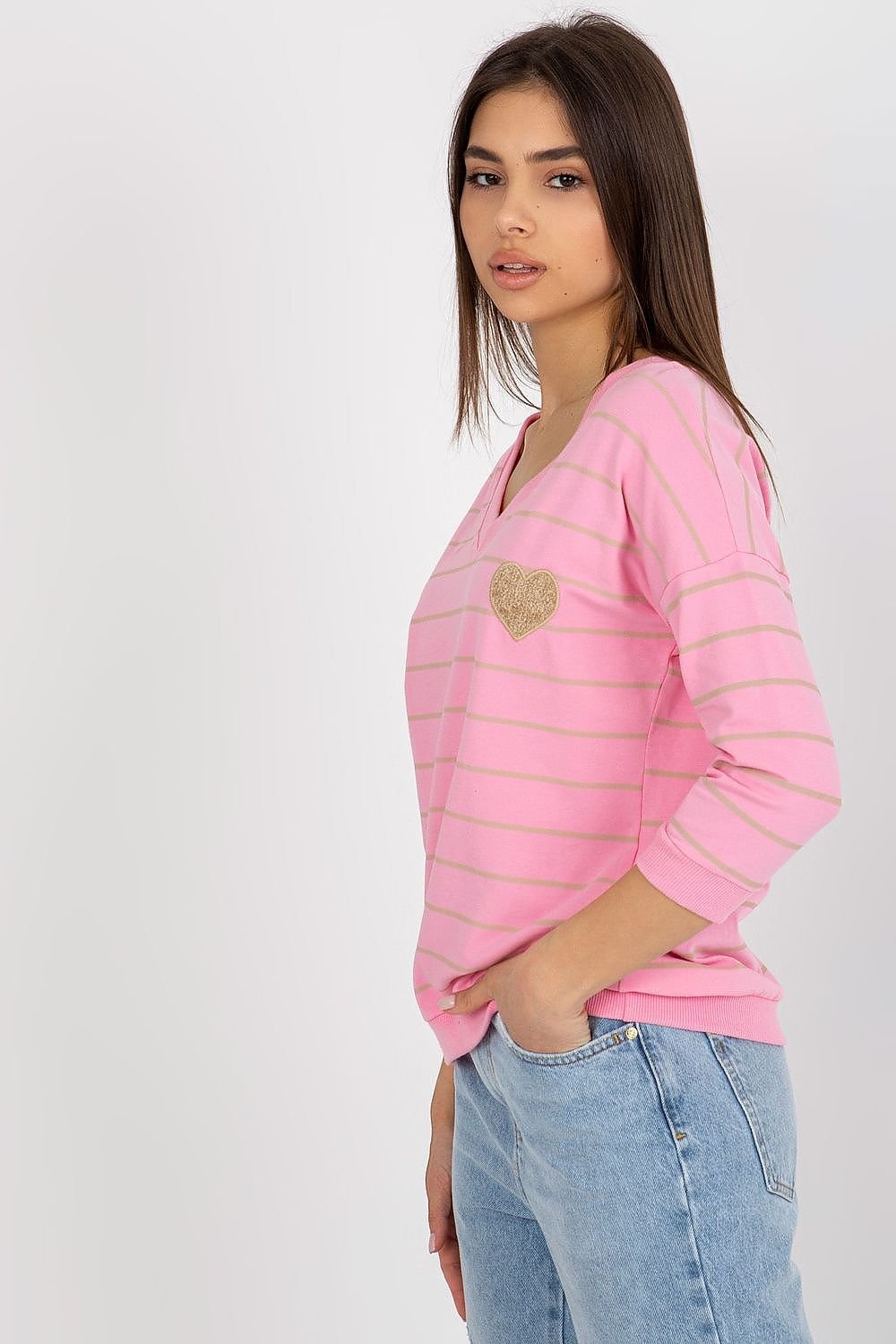 Striped V-Neck 3/4 Sleeve Blouse