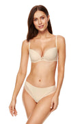 Low Cut T-Back Thongs Beige
