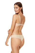 Low Cut T-Back Thongs Beige