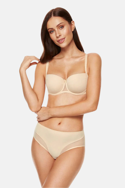 Solid Beige Padded Bra