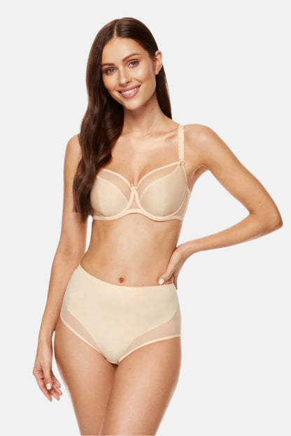 Mesh Details Soft Bra Beige