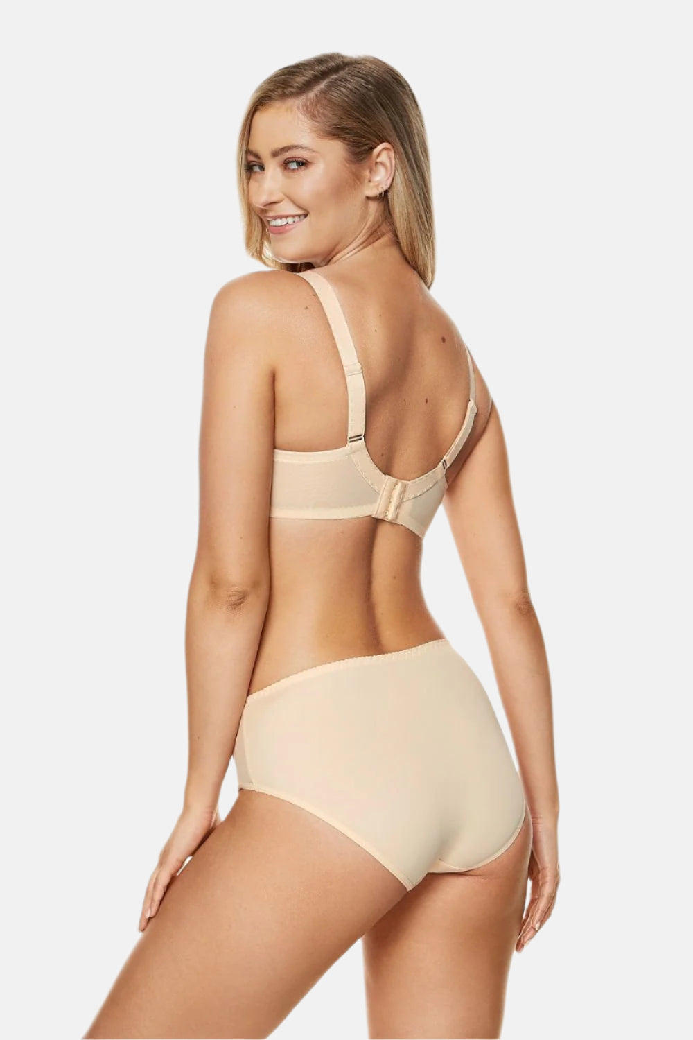 Mesh Details Soft Bra Beige