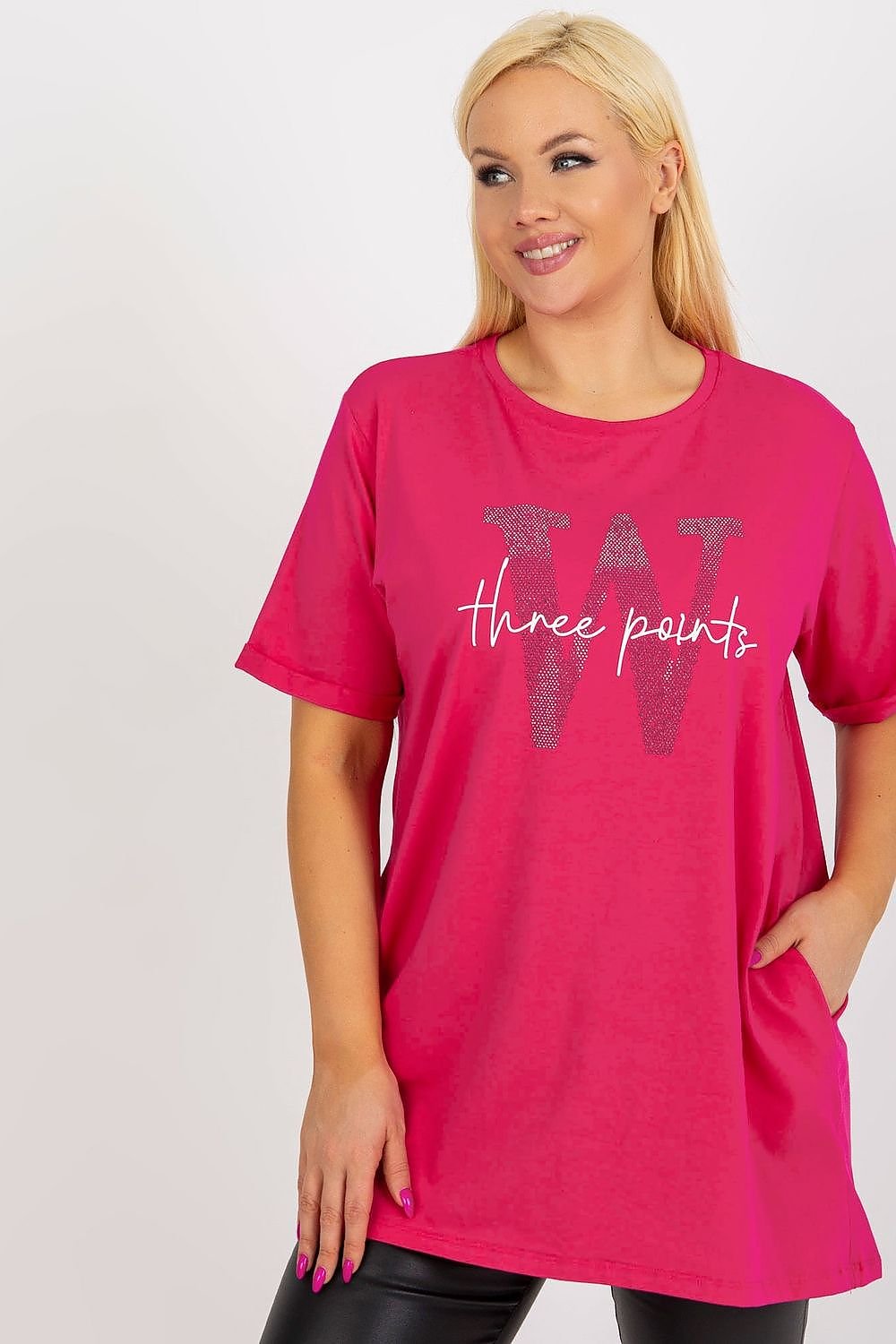 Three Points W Plus Size Pocket Tee