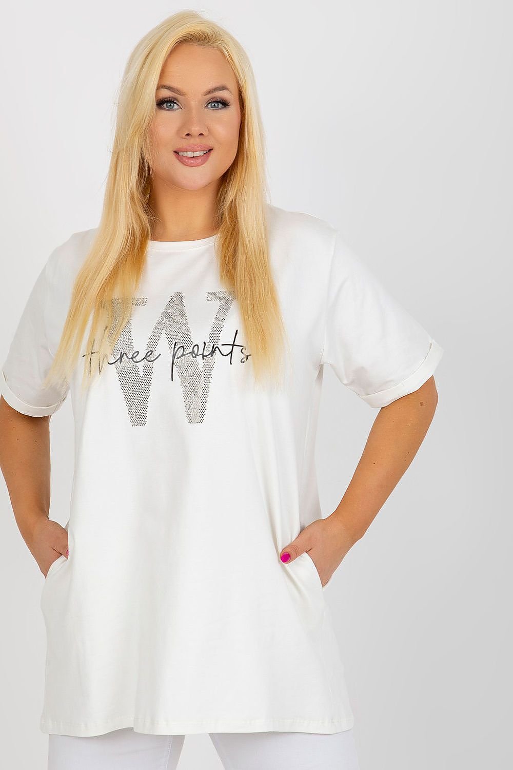 Three Points W Plus Size Pocket Tee