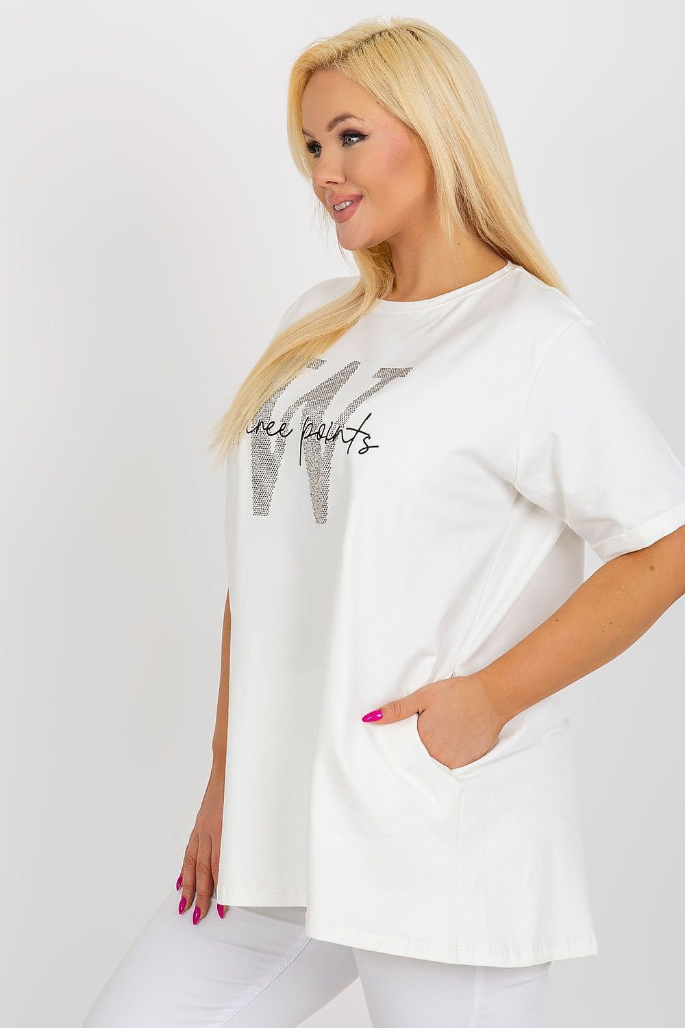 Three Points W Plus Size Pocket Tee