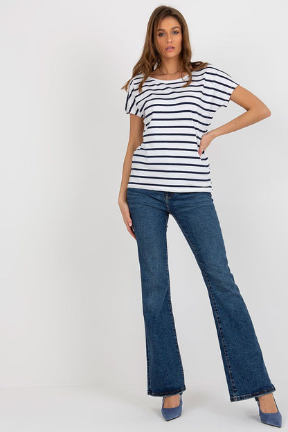 Back-V Striped Cotton T-Shirt