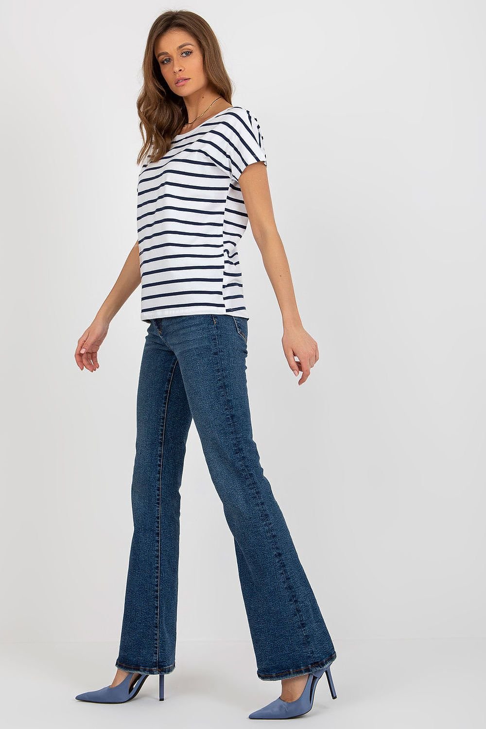 Back-V Striped Cotton T-Shirt